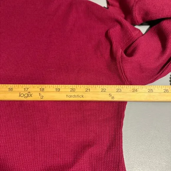 Calvin Klein Womens Thermal Knit Top Size XXL Red Long Sleeve Cropped Turtleneck - Picture 7 of 9
